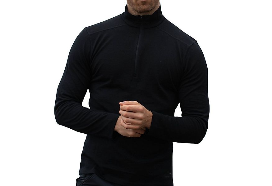 Alpenwert Funktionsshirt Herren Zip-Pullover aus 100% Merinowolle – atmungs günstig online kaufen