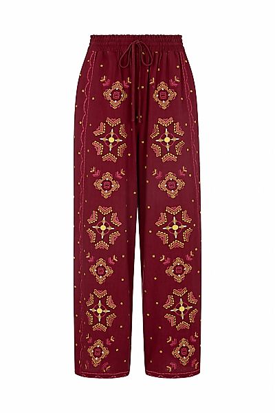RAFFYA Jerseyhose "Penny Wide Leg Embroidered Trouser Damen" günstig online kaufen