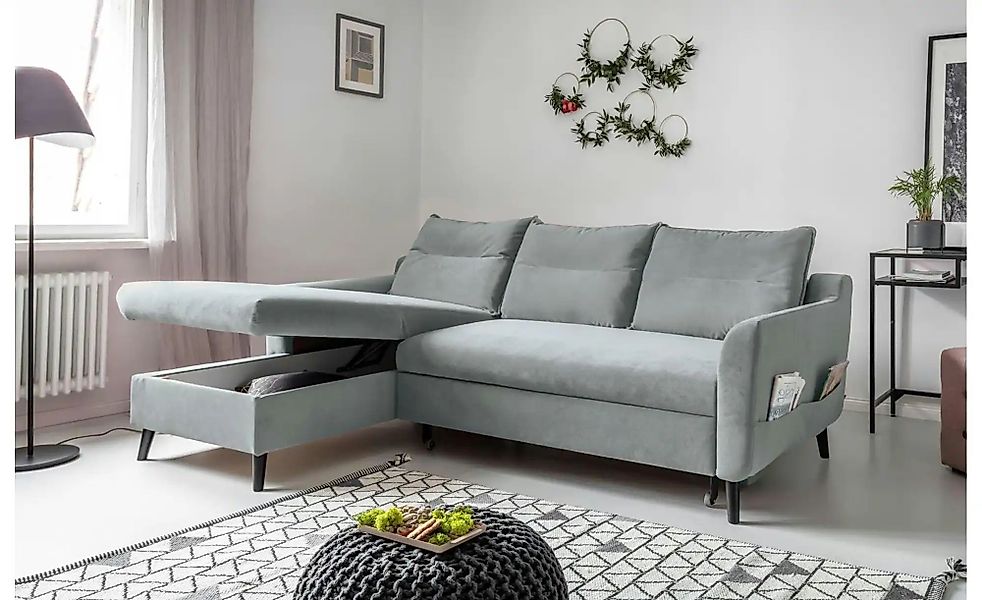 Miuform Ecksofa mit Schlaffunktion Stylish Stan ¦ blau ¦ Maße (cm): B: 224 günstig online kaufen