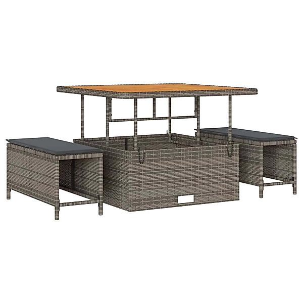 vidaXL Garten Essgruppe 3-Tlg Grau Poly Rattan 42007910 günstig online kaufen