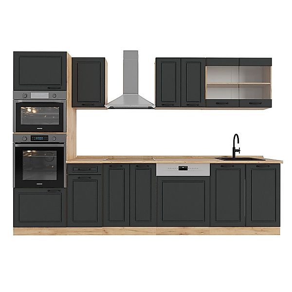 Vicco Küchenzeile R-Line, Anthrazit Landhaus/Goldkraft Eiche, günstig online kaufen