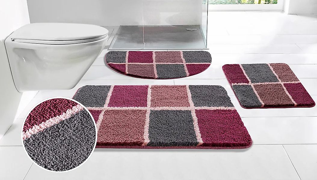 my home Badematte "Anna mit Kachelmuster, Badvorleger, Badezimmer Teppich, günstig online kaufen