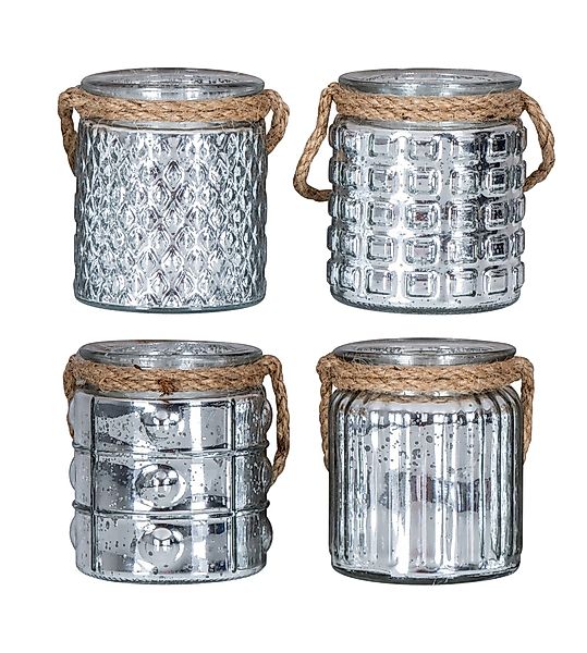 Levandeo® Teelichthalter, 4er Set Windlicht H10cm Glas Blau Teelichthalter günstig online kaufen