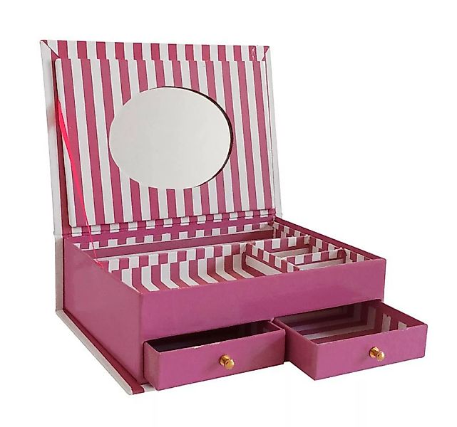 Schmuckkasten Schmuckschatulle Schmuckkoffer Pink-Weiß günstig online kaufen