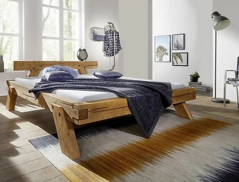Main Möbel Massivholzbett Balkenbett 'Marvin' 180x200cm Fichte eichefarbig günstig online kaufen