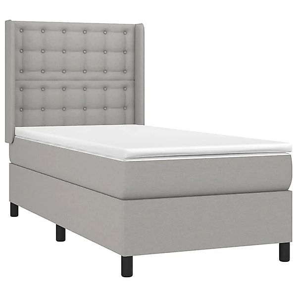 vidaXL Boxspringbett mit Matratze & LED Hellgrau 90x190 cm Stoff 3138597 günstig online kaufen