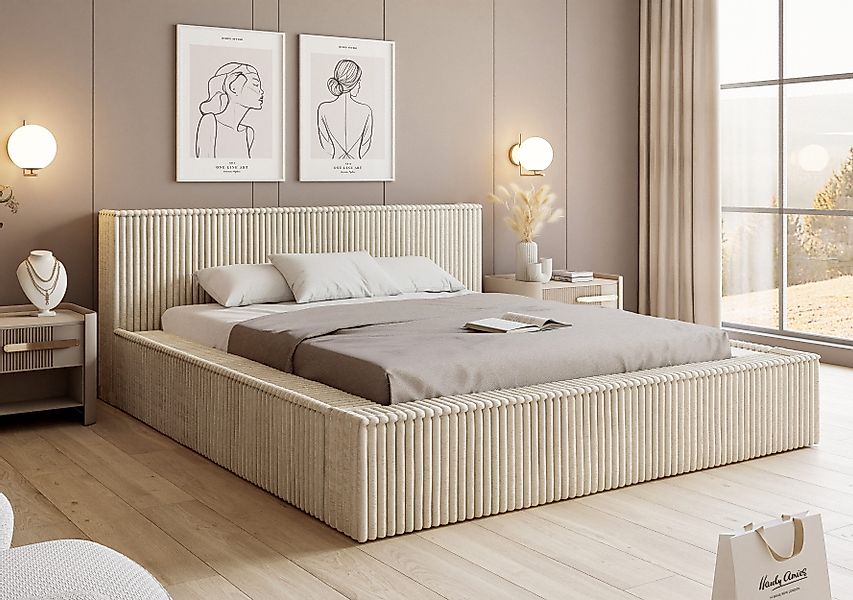 Goldstoff Polsterbett Veloria mit Bettkasten und günstig online kaufen