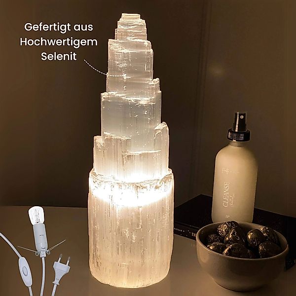 Landster Nachttischlampe Selenite Lampe Turm lampe günstig online kaufen