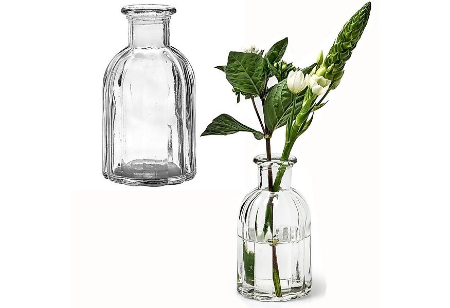 Annastore Dekovase 6 x Vasen aus Glas geriffelter Optik Blumenvasen Glasvas günstig online kaufen