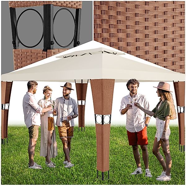 tectake Pavillon Rattan Gartenpavillon, mit 0 günstig online kaufen