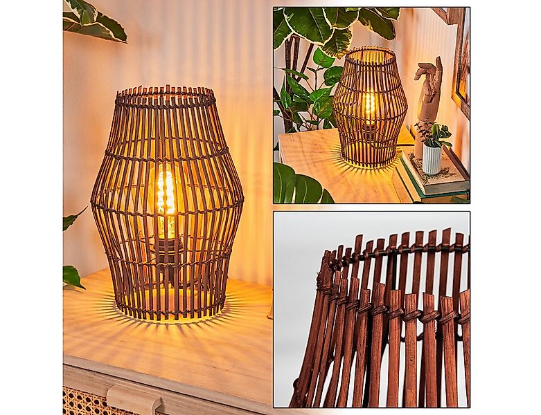 hofstein Tischleuchte Tischlampe aus Metall/Bambus in Schwarz/Braun, ohne L günstig online kaufen