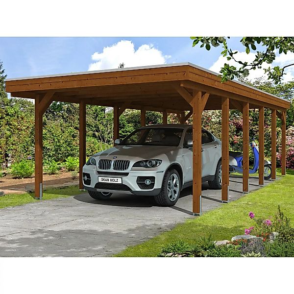 Skan Holz Einzelcarport Holz Nussbaum 397 cm x 860 cm günstig online kaufen