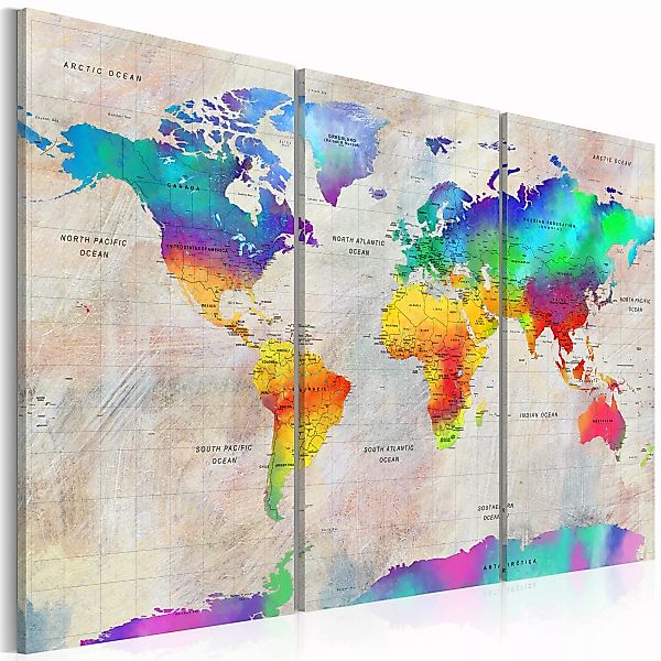 Wandbild - World Map: Rainbow Gradient günstig online kaufen