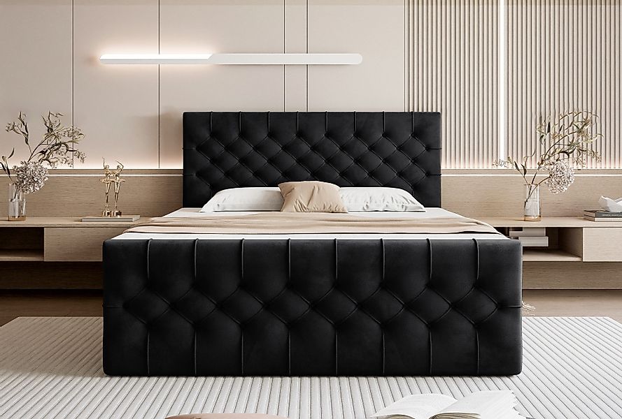 Goldstoff Boxspringbett TAURIEL mit 2x Bettkasten günstig online kaufen