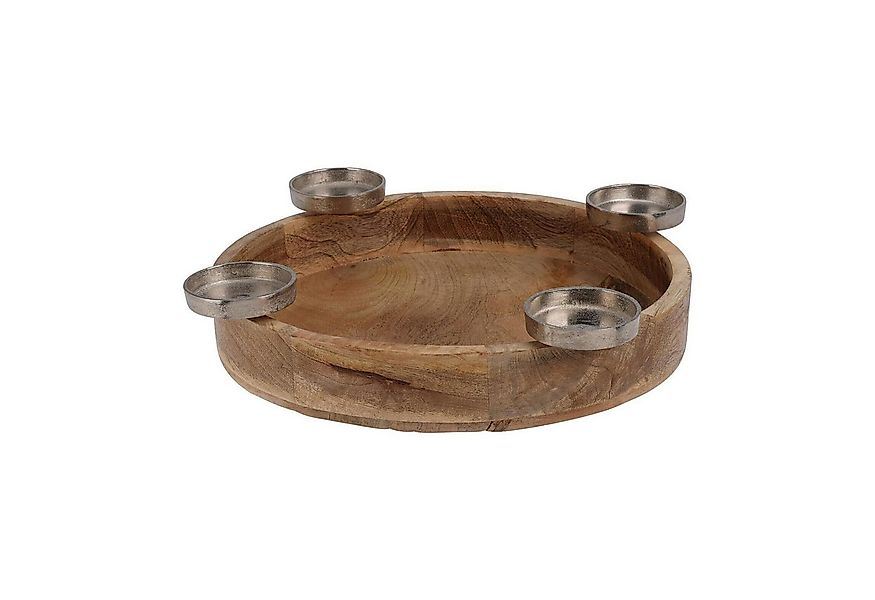 Koopman Adventskranz Kerzenständer FORA, Ø 40 cm, Braun, Schwarz, Mangoholz günstig online kaufen