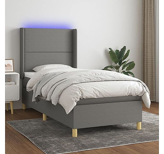 vidaXL Boxspringbett Boxspringbett mit Matratze LED Dunkelgrau 100x200 cm S günstig online kaufen