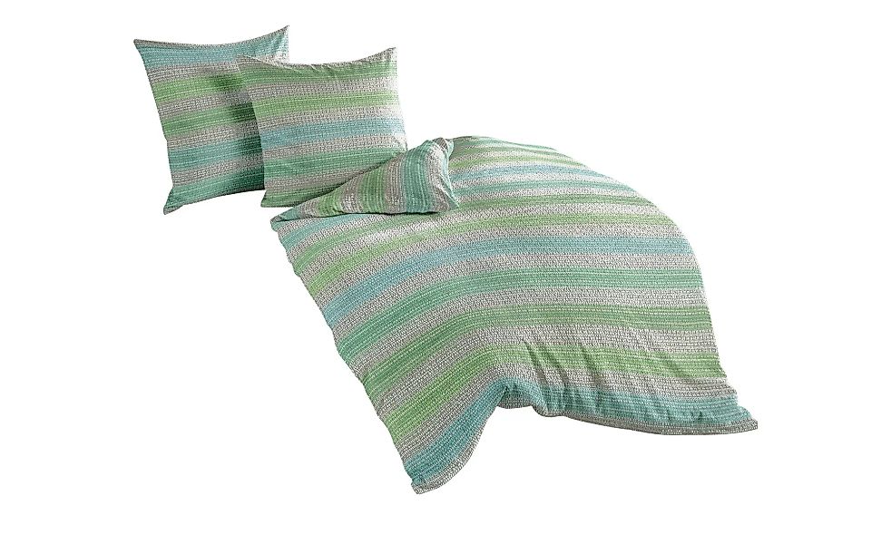 Bierbaum Mako Satin Bettwäsche  Streifen - grün - 100% Baumwolle - 135 cm - günstig online kaufen
