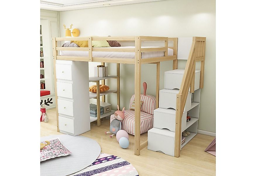 STILVORA Hochbett 140×200 Kinderbett mit matratze,Jugendbett mit Stauraum u günstig online kaufen