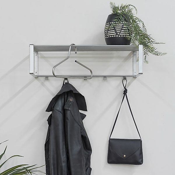 Spinder Design Garderobenleiste "REX" Wandgarderobe aus Stahl mit Hutablage günstig online kaufen