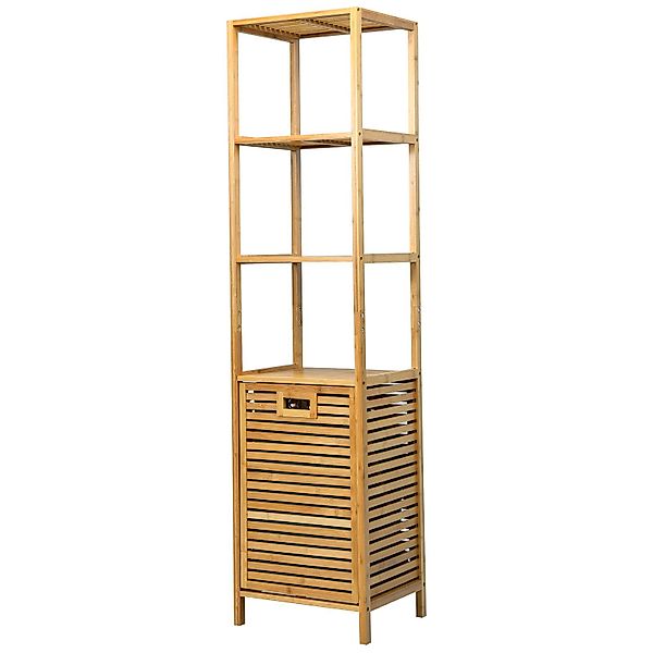 COSTWAY Hochschrank Bad mit Wäschekorb Bambus günstig online kaufen