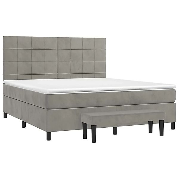 vidaXL Boxspringbett mit Matratze Hellgrau 160x200 cm Samt 3137851 günstig online kaufen