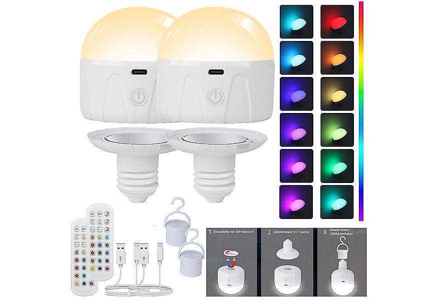 Jibenhome LED Nachtlicht E27 Leuchtmittel Timer, RGB Glühbirnen Dimmbar, US günstig online kaufen