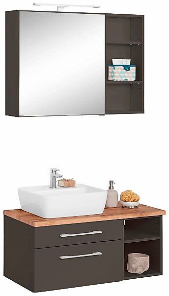 welltime Badmöbel-Set "Davos" 3 Stk. tlg. Spiegelschrank, Regal und Waschti günstig online kaufen