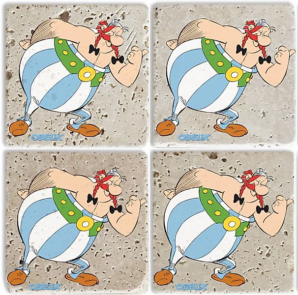 LuckyLinde Getränkeuntersetzer »Obelix Motiv Fliesen Steine«, (Set, 4 tlg.) günstig online kaufen
