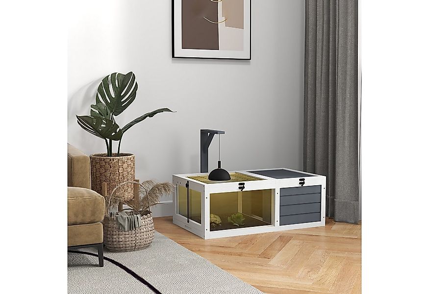 PawHut Kleintierstall mit Haupthaus, Sichtfenster, aufklappbarer Deckel, La günstig online kaufen