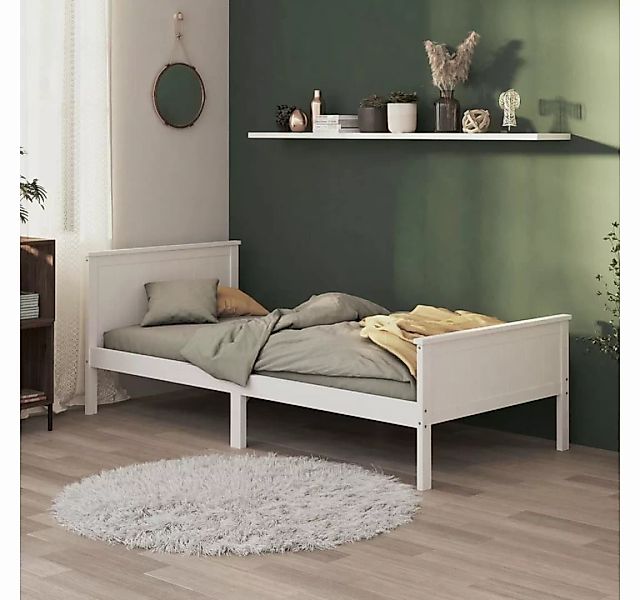 furnicato Bett Massivholzbett Weiß Kiefer 100x200 cm günstig online kaufen
