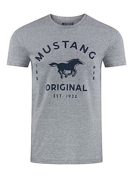 MUSTANG T-Shirt Herren Printshirt Regular Fit (1-tlg) Kurzarm Tee Shirt mit günstig online kaufen