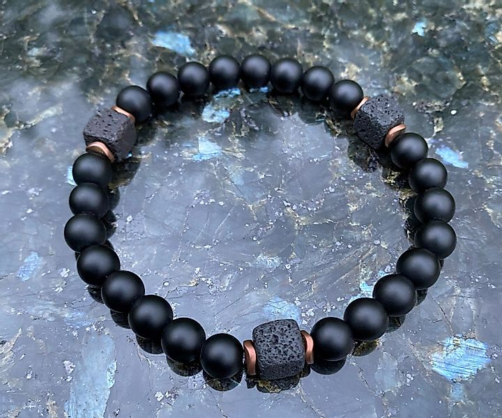 NAHLE Perlenarmband Naturstein Armband Lavastein Onyx, günstig online kaufen