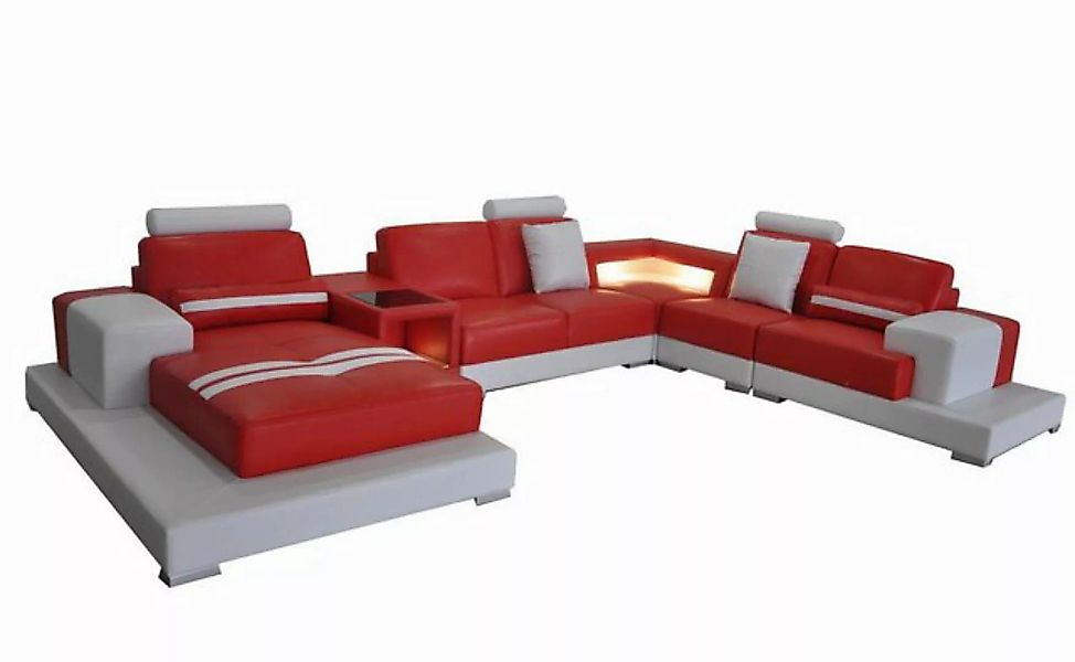 Xlmoebel Sofa Modernes Ledersofa in U-Form mit USB-Beleuchtung und zeitgemä günstig online kaufen