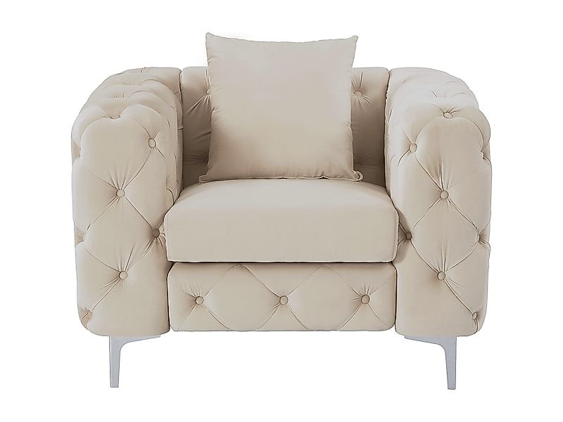 Chesterfield-Sessel - Samt - Beige - EDWINA günstig online kaufen