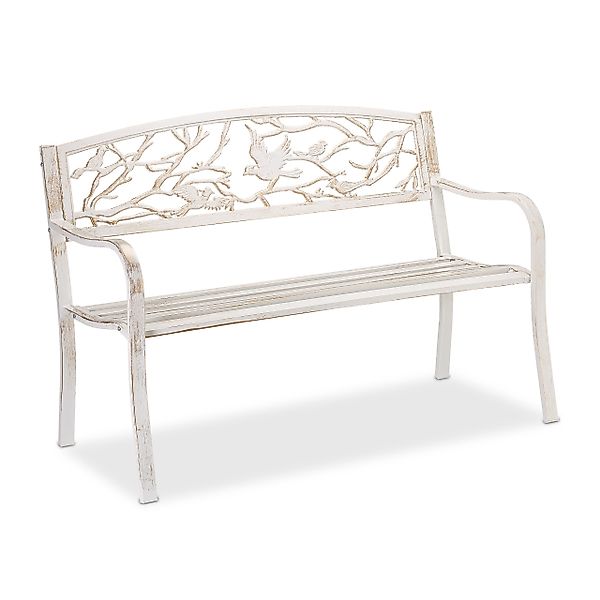 relaxdays Gartenbank Vögel Desig, Weiß-Bronze günstig online kaufen