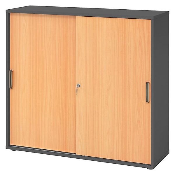 bümö Aktenschrank office Schiebetürenschrank Dekor: Graphit/Buche - Griffe: günstig online kaufen