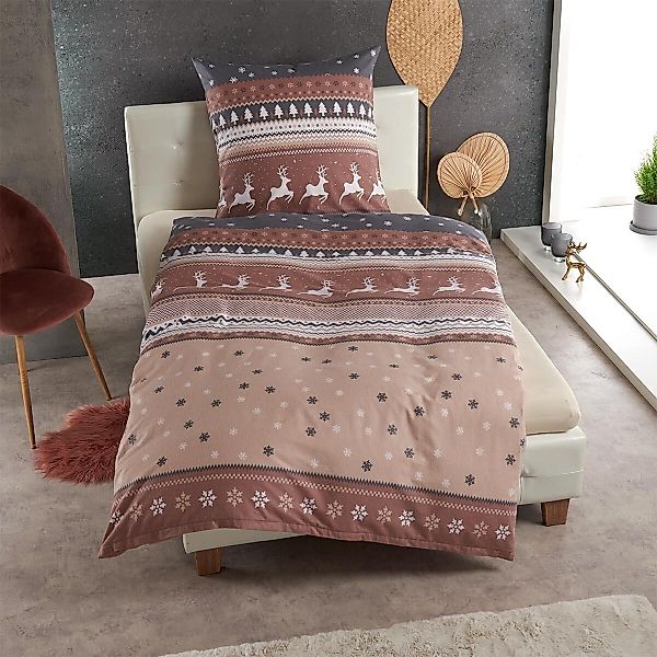 TRAUMSCHLAF Bettwäsche Hirsche, Biber, 3 teilig, günstig online kaufen