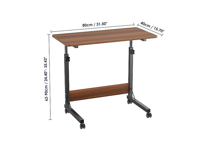JEOBEST Computertisch Beistelltisch Höhenverstellbar 80x40x(69-89)cm Laptop günstig online kaufen