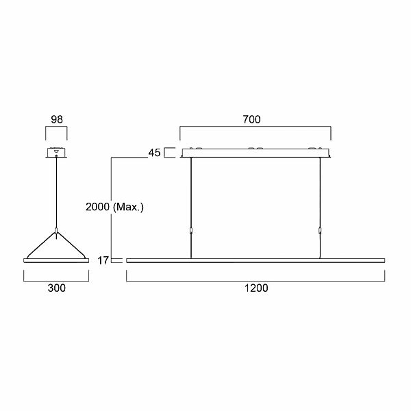 Sylvania LED-Pendelleuchte Areum, 120 x 30 cm, 840, DALI günstig online kaufen