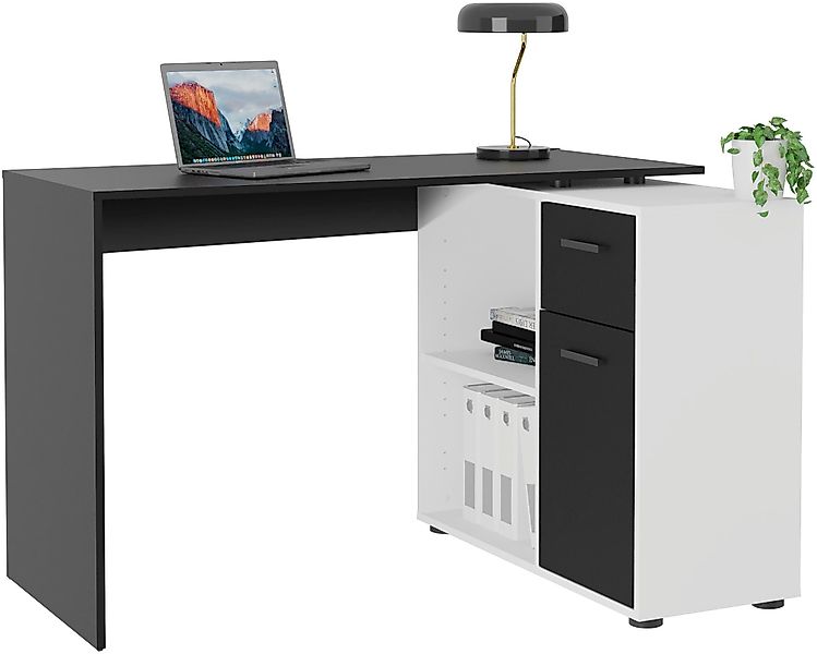 FMD Eckschreibtisch AUGSBURG, Schreibtisch/Sideboard m. Stauraum, günstig online kaufen