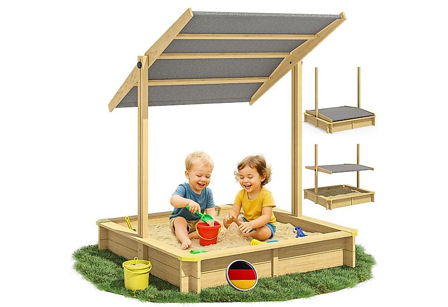 Spielwerk Sandkasten Samu, mit Dach 120x120cm Groß Naturbelassenes Holz Fül günstig online kaufen