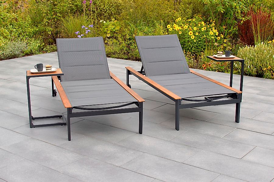 MERXX Gartenliege "Paxos", (Set), 2 Liegen und 2 Beistelltische günstig online kaufen