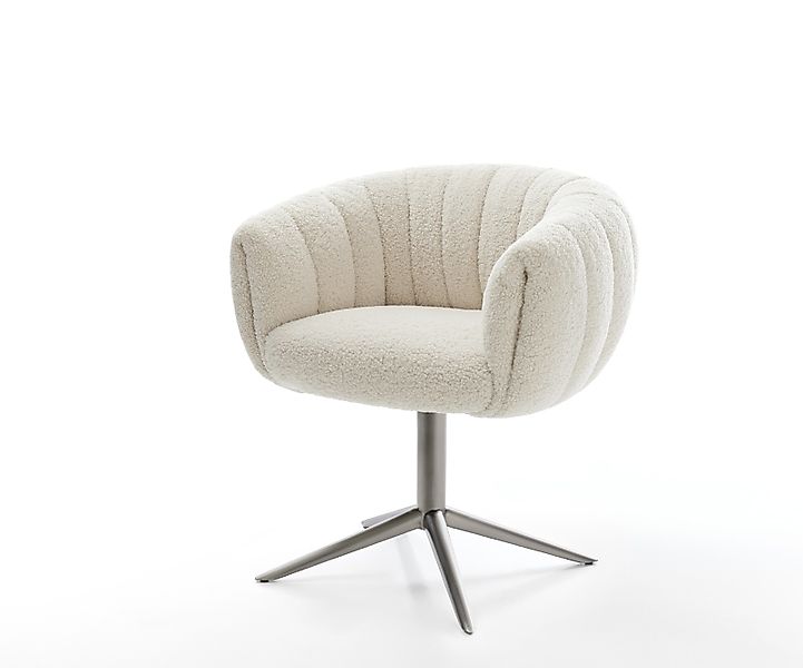 Drehstuhl Jada-Flex Teddystoff Beige Fußkreuz Graphit 360° drehbar Wippfunk günstig online kaufen