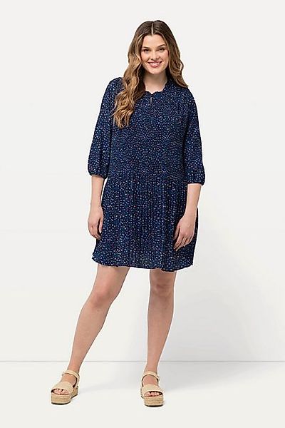 Ulla Popken Minikleid Plissee-Minikleid Rüschen-Stehkragen 3/4-Arm günstig online kaufen