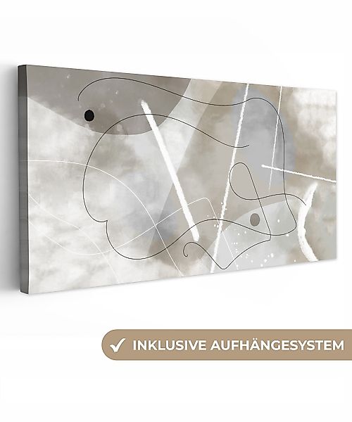 OneMillionCanvasses® Leinwandbild Panorama Linienkunst - Grau günstig online kaufen