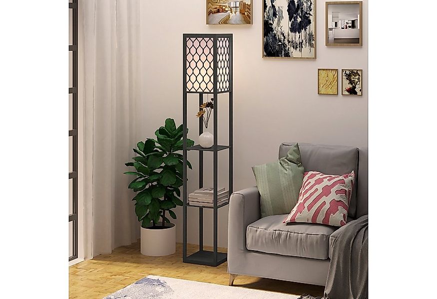 HOMCOM Stehlampe Stehleuchte mit Regalen, Ein-,Ausschalter, ohne Leuchtmitt günstig online kaufen