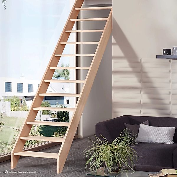 Treppen Intercon Holztreppe Casablanca Raumspartreppe Buche Massiv Naturbel günstig online kaufen
