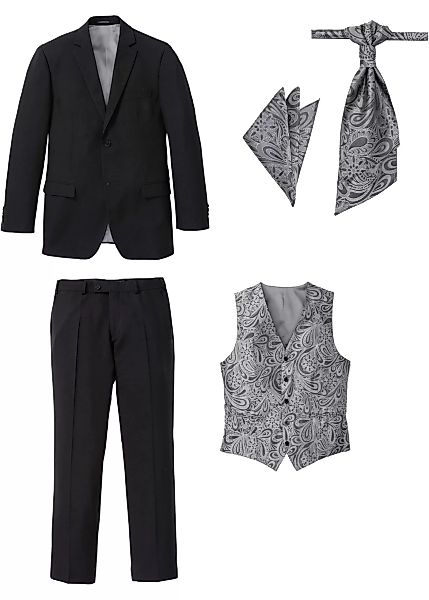 Anzug (5-tlg. Set): Sakko, Hose, Weste, Plastron, Einstecktuch günstig online kaufen