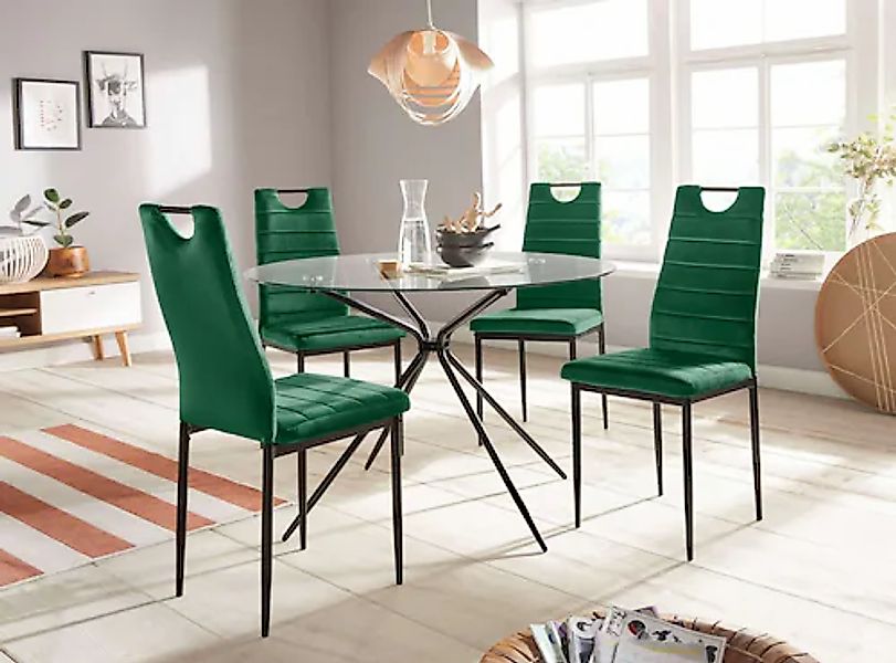 INOSIGN Essgruppe »Silvi-Mandy« Set, Set: Glastisch 110x110 cm mit 4 Stühle günstig online kaufen