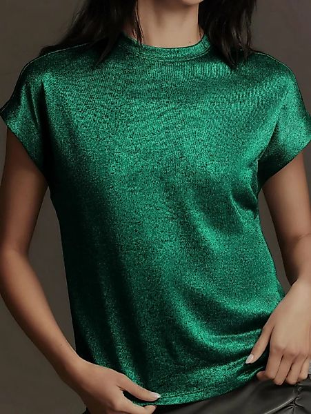 RUZU UG T-Shirt Lockeres Schlankheits-Top für Damen, Rundhals-Kurzarm-T-Shi günstig online kaufen